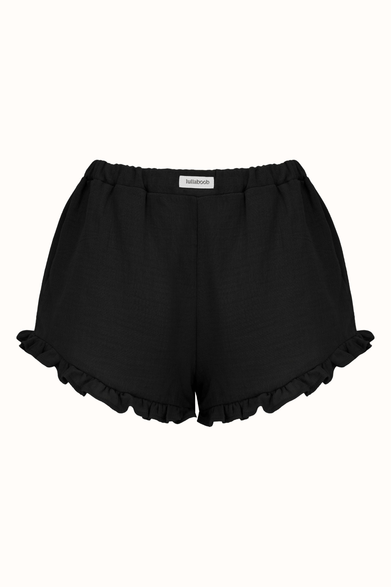 Victoria Postpartum-Shorts aus Musselin mit Rüschen - Schwarz